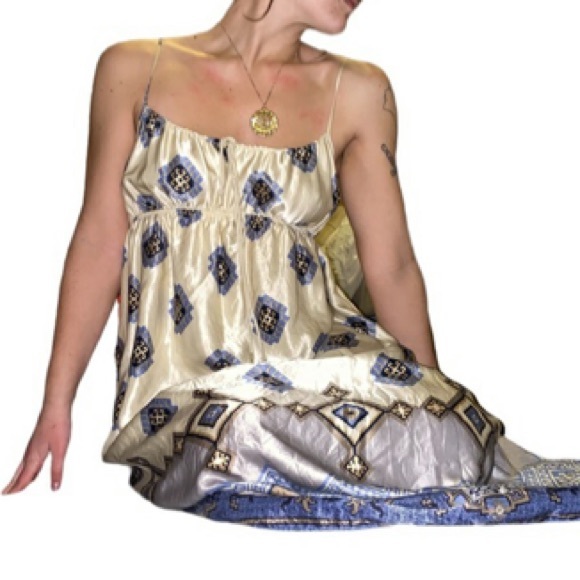 BANANA REPUBLIC MAXI DRESS FULL LENGTH DRESS NEW SILK SCARF PRINT BOHO GEOMETRIC - Picture 1 of 16